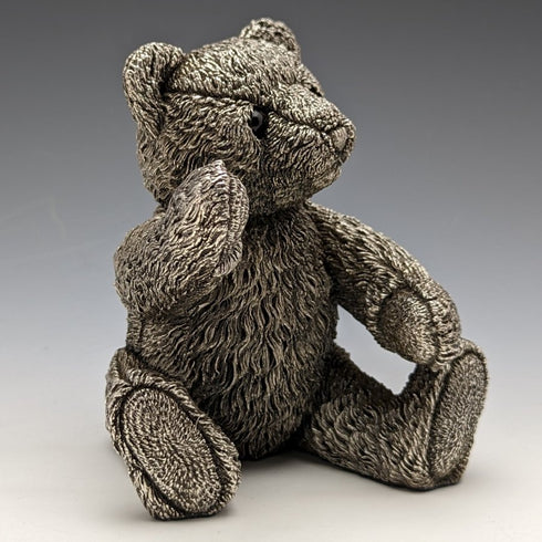 British Country Artists Teddy Bear Sterling Silver Sculpture Figurine 501g